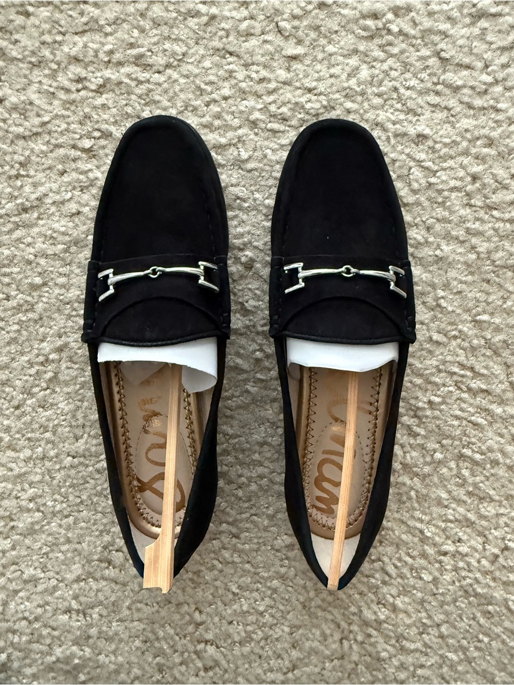 Sam Edelman Black Suede Slip-On Loafers